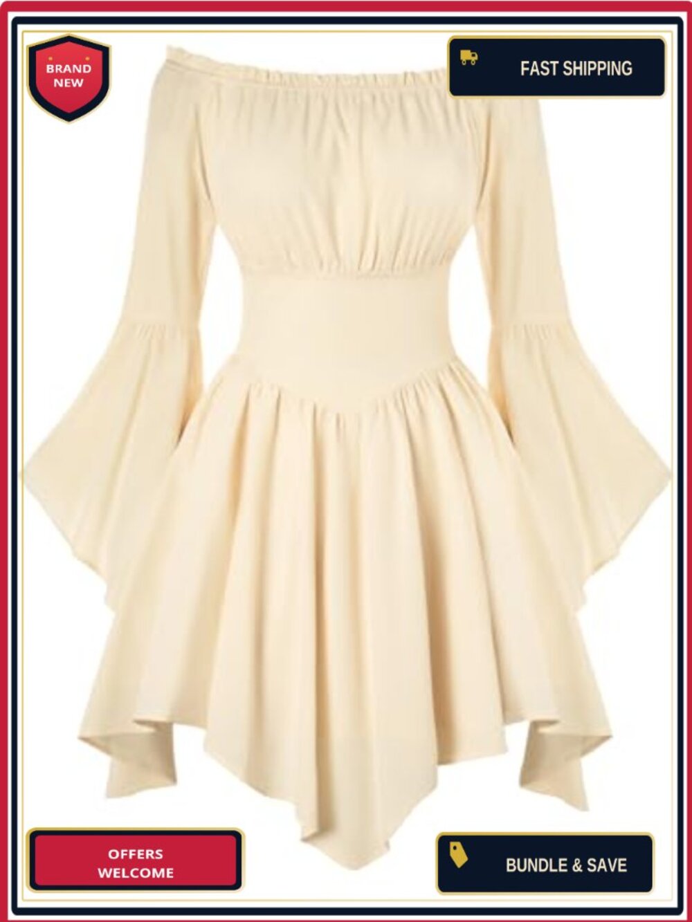 Renaissance Pirate Off Shoulder Corset Dress with Lace Bell Sleeves
